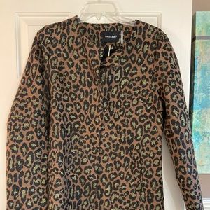 NWT Dolce Cabo Metallic Leopard Print Blazer Jacket - M
